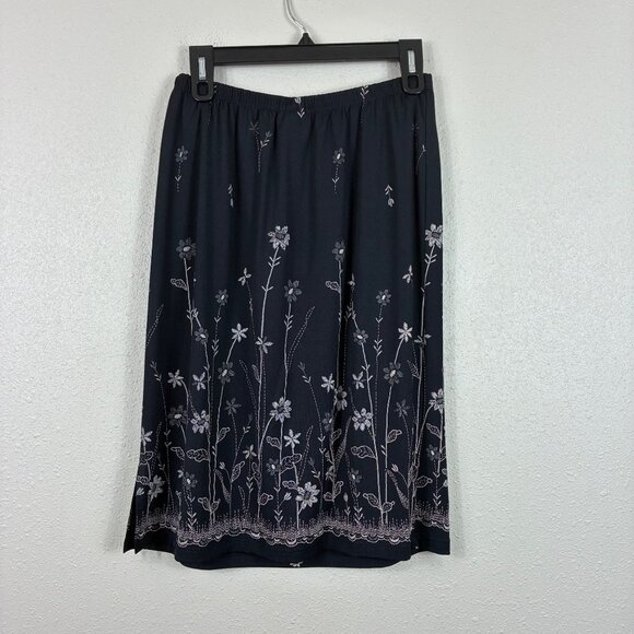 NEW VTG Y2K Black Embroidered Floral Skirt Notations M Cottagecore Deadstock - Picture 7 of 7